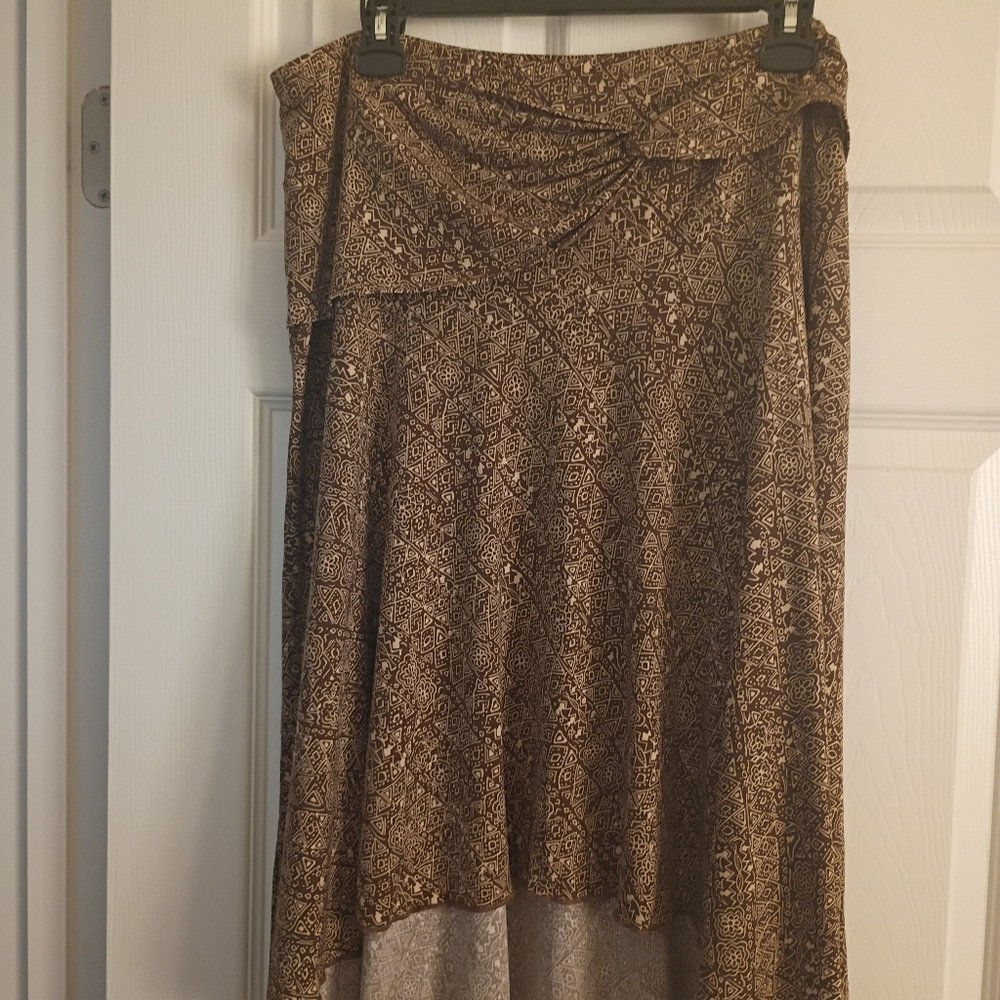 Ladies Brown & Tan Patterned Skirt (XL)